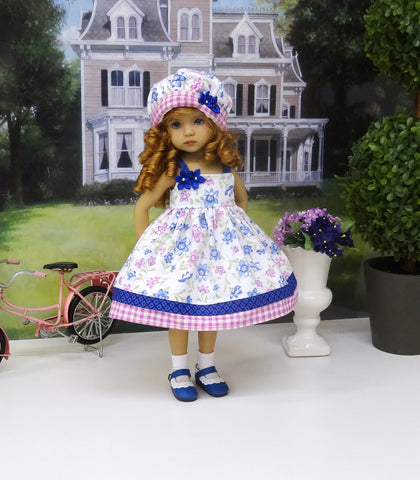 Country Wildflowers - dress, hat, socks & shoes for Little Darling Doll or 33cm BJD