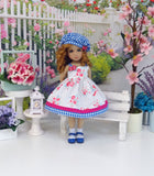 Countryside Roses - dress, hat, socks & shoes for Little Darling Doll or 33cm BJD