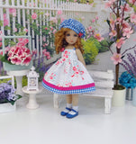 Countryside Roses - dress, hat, socks & shoes for Little Darling Doll or 33cm BJD