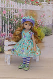 Curiouser & Curiouser - dress, hat, tights & shoes for Little Darling Doll or 33cm BJD