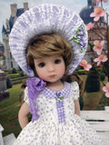 Dainty Rosebuds - dress, bonnet, socks & shoes for Little Darling Doll or 33cm BJD