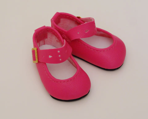 Fancy Ankle Strap Mary Jane Shoes - Dark Pink
