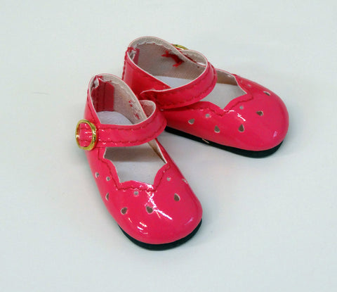 Scallop Mary Jane Shoes - Patent Dark Pink