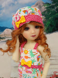 Day at the Beach - romper, hat & sandals for Little Darling Doll or 33cm BJD