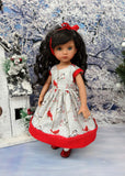 December Cardinal - dress, tights & shoes for Little Darling Doll or 33cm BJD