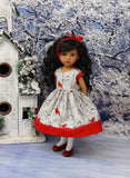 December Cardinal - dress, tights & shoes for Little Darling Doll or 33cm BJD