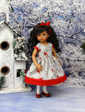 December Cardinal - dress, tights & shoes for Little Darling Doll or 33cm BJD