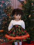 Deck the Halls - dress, tights & shoes for Little Darling Doll or 33cm BJD