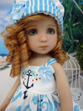 Deep Blue Sea - dress, hat, socks & shoes for Little Darling Doll or 33cm BJD