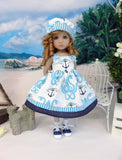 Deep Blue Sea - dress, hat, socks & shoes for Little Darling Doll or 33cm BJD