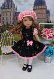 Delicate Rosebud - dress, beret, tights & shoes for Little Darling Doll or other 33cm BJD