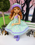 Dog Park - dress, hat, tights & shoes for Little Darling Doll or other 33cm BJD
