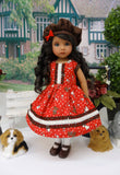Doggy Tale - dress, hat, tights & shoes for Little Darling Doll or 33cm BJD