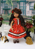 Doggy Tale - dress, hat, tights & shoes for Little Darling Doll or 33cm BJD
