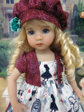 Down the Rabbit Hole - jacket, hat, dress, tights & shoes for Little Darling Doll or 33cm BJD