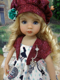 Down the Rabbit Hole - jacket, hat, dress, tights & shoes for Little Darling Doll or 33cm BJD