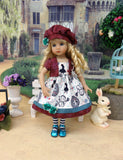 Down the Rabbit Hole - jacket, hat, dress, tights & shoes for Little Darling Doll or 33cm BJD