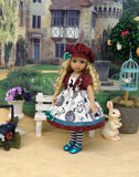 Down the Rabbit Hole - jacket, hat, dress, tights & shoes for Little Darling Doll or 33cm BJD
