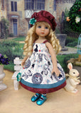 Down the Rabbit Hole - jacket, hat, dress, tights & shoes for Little Darling Doll or 33cm BJD