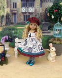 Down the Rabbit Hole - jacket, hat, dress, tights & shoes for Little Darling Doll or 33cm BJD