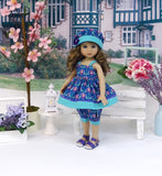 Dutch Iris - babydoll top, bloomers, hat & sandals for Little Darling Doll or 33cm BJD