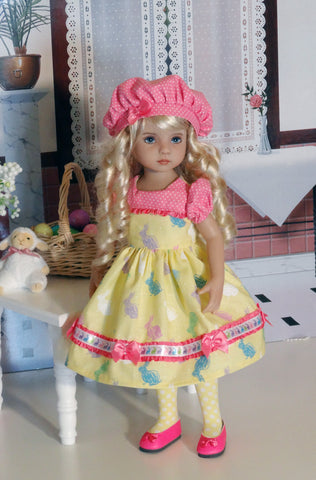 Easter Bunny - dress, hat, tights & shoes for Little Darling Doll