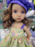 Easter Fields - dress, hat, tights & shoes for Little Darling Doll or 33cm BJD