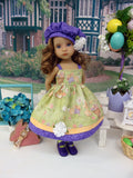 Easter Fields - dress, hat, tights & shoes for Little Darling Doll or 33cm BJD