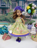 Easter Fields - dress, hat, tights & shoes for Little Darling Doll or 33cm BJD