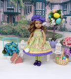 Easter Fields - dress, hat, tights & shoes for Little Darling Doll or 33cm BJD