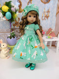 Easter Garden - dress, hat, tights & shoes for Little Darling Doll or 33cm BJD