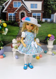 Easter Parade - dress, hat, tights & shoes for Little Darling Doll