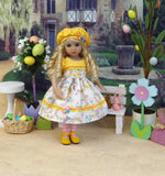 Easter Wishes - dress, hat, tights & shoes for Little Darling Doll or 33cm BJD