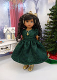 Elegant Evergreen - dress, slip, tights & shoes with necklace for Little Darling Doll or 33cm BJD