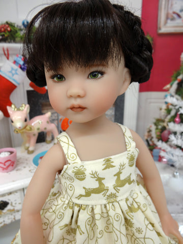 Elegant Golden Deer - dress & shoes for Little Darling Doll or 33cm BJD