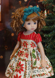 Elegant Poinsettia - dress, tights & shoes for Little Darling Doll or 33cm BJD