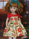 Elegant Poinsettia - dress, tights & shoes for Little Darling Doll or 33cm BJD