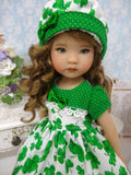 Emerald Clover - dress, hat, tights & shoes for Little Darling Doll or other 33cm BJD