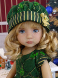Emerald Poinsettia - dress, hat, tights & shoes for Little Darling Doll or 33cm BJD