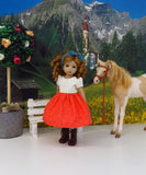 Enzian Beauty - dirndl ensemble with tights & boots for Little Darling Doll or 33cm BJD