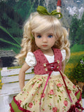 Enzian Rose - dirndl ensemble with tights & boots for Little Darling Doll or 33cm BJD