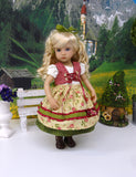 Enzian Rose - dirndl ensemble with tights & boots for Little Darling Doll or 33cm BJD