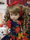 Evening Poinsettia - dress, tights & shoes for Little Darling Doll or 33cm BJD