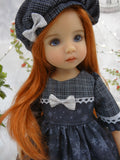 Evening Snowflakes - dress, hat, tights & shoes for Little Darling Doll or 33cm BJD