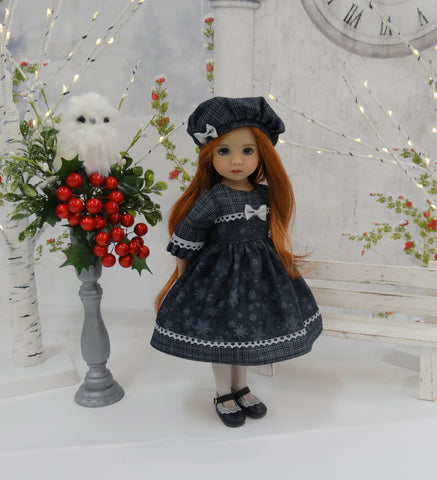 Evening Snowflakes - dress, hat, tights & shoes for Little Darling Doll or 33cm BJD