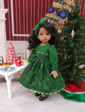Evergreen Poinsettia - dress, tights & shoes for Little Darling Doll or 33cm BJD