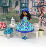 Exotic Bouquet - dress, hat, tights & shoes for Little Darling Doll or 33cm BJD