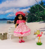 Fabulous Flamingo - dress, hat, socks & shoes for Little Darling Doll or 33cm BJD