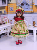Festive Holly - dress, hat, tights & shoes for Little Darling Doll or 33cm BJD