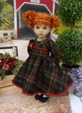 Festive Plaid - dress, tights & shoes for Little Darling Doll or 33cm BJD